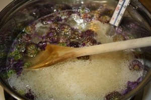 Соцветия Иван-Чая и клевера в квасцах во время кипения