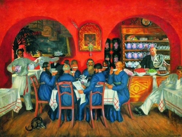 Б.М.Кустодиев. "Московский трактир." (1916г.)  Холст, масло