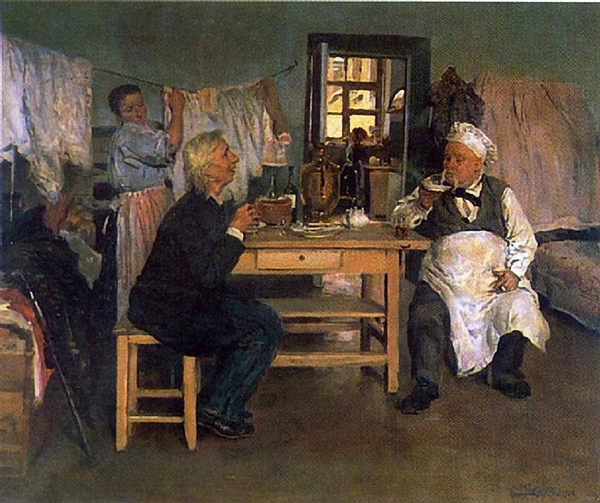 В.Е.Маковский "Беседа. Идеалист-практик и материалист-теоретик." 1900г.
